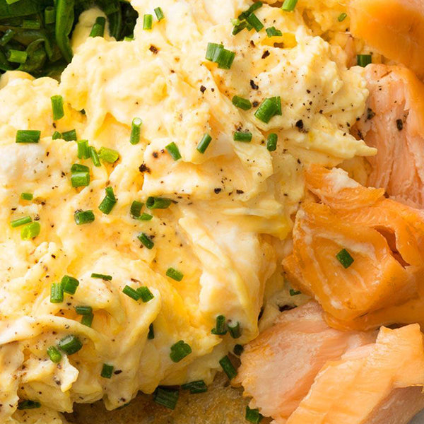 Poached Salmon Scrambled Eggs