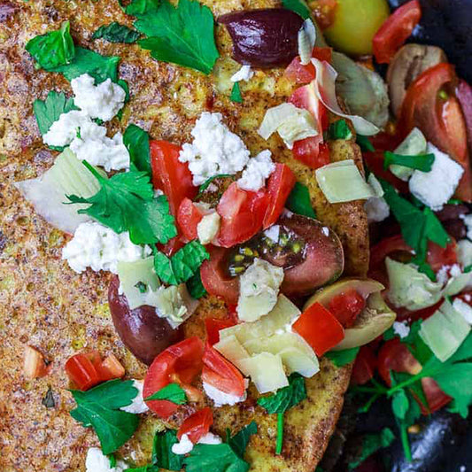 Roasted Mediterranean Veg and Feta Omelette